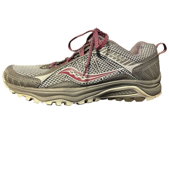 Saucony Excursion TR9 Gray Red Trail Running Outdoor Sneaker Shoes Womens 7.5 - Picture 4 of 16